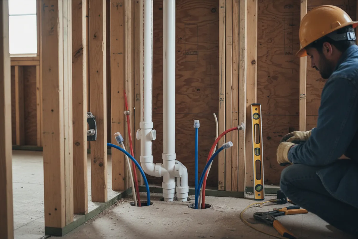 Drain and supply rough-in during Toilet Repair and Installation in Waverly